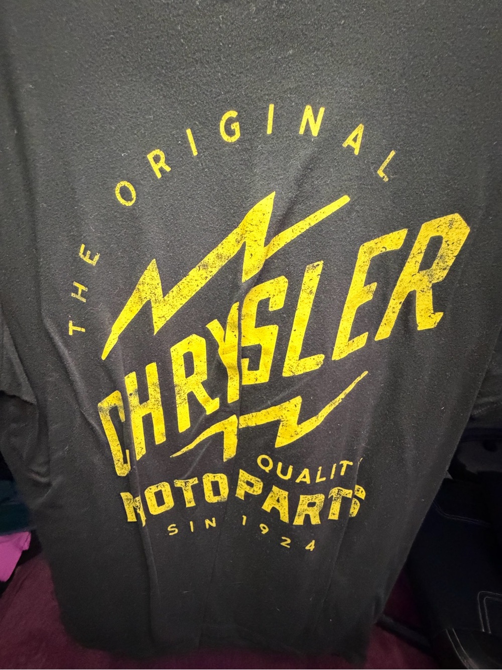 Goodfellow & Co Black T‑Shirt with Yellow Chrysler Logo